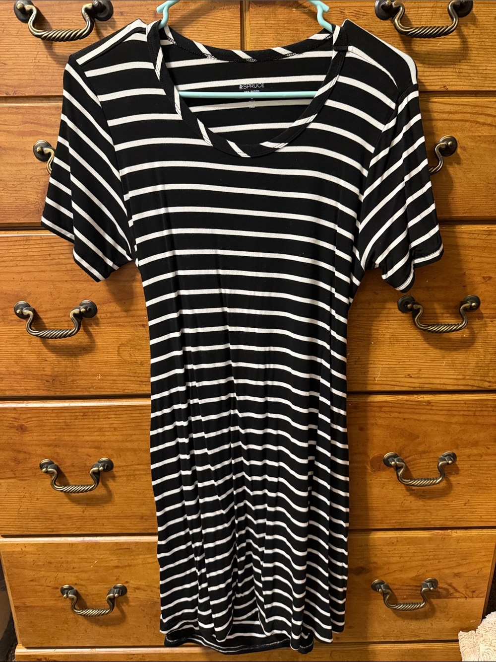 Market & Spruce Black and White Striped High-Low Dress with Open Back